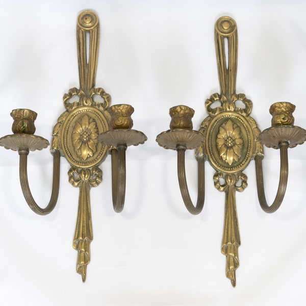 Early 20th Century French Bronze Sconces- a Pair