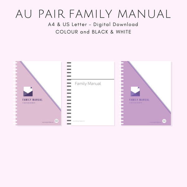 A4 AUPAIR Family Manual - Black & White - Instant PDF Download