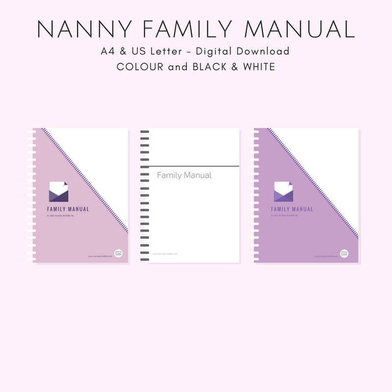 A4 NANNY Family Manual Black & White Instant PDF Download image 5