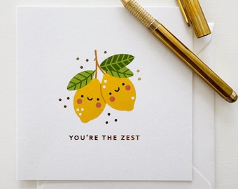 Lemon 'You're the Zest' Card: Gold Foil Details