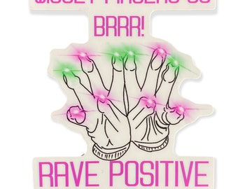 LED Gloving Sticker: Wiggly Fingers Rave Art (3”x3”)
