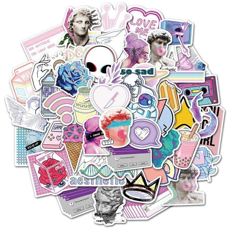 Custom Stickers Laptop Stickers Planner Stickers Purple Girls Stickers Sticker Pack Vinyl Stickers 50pcs Cool Mixed Stickers