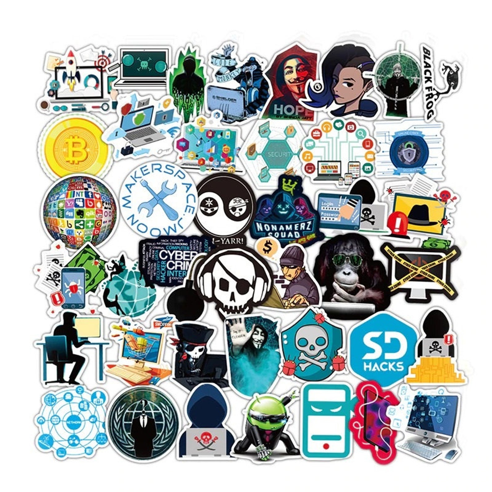 50pcs Computer Hacker Stickers Planner Stickers Laptop Etsy