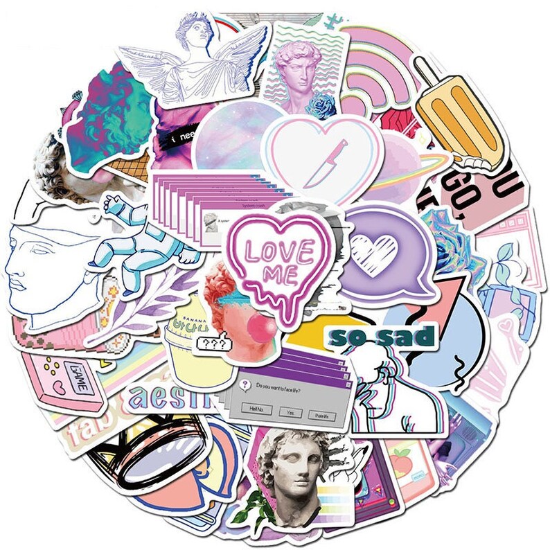 Custom Stickers Laptop Stickers Planner Stickers Purple Girls Stickers Sticker Pack Vinyl Stickers 50pcs Cool Mixed Stickers
