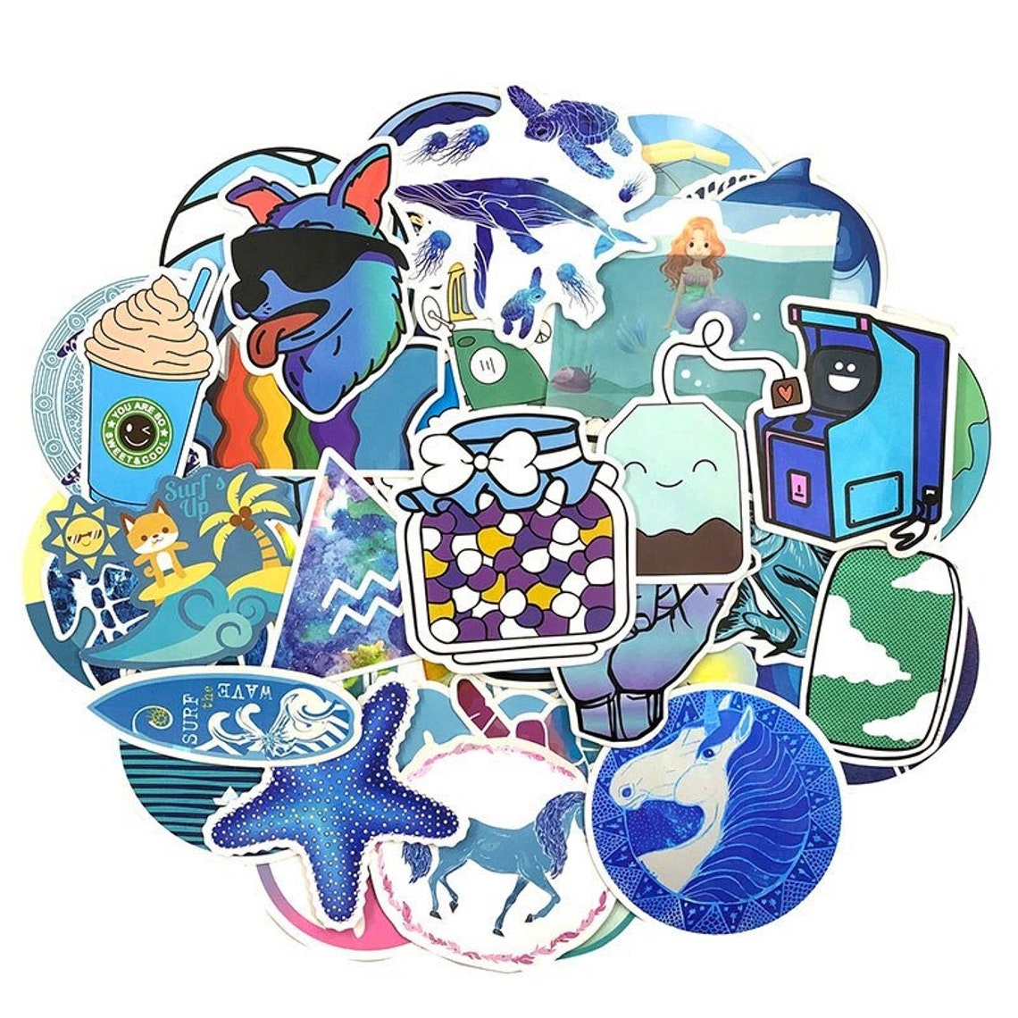 50pcs Girl Blue Stickers Planner Stickers Laptop Etsy