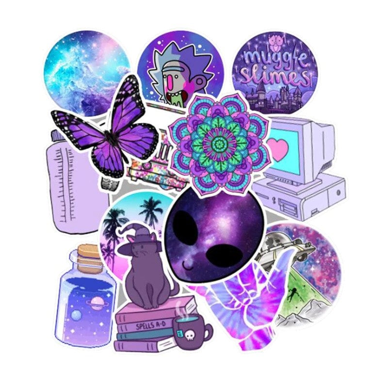 50pcs Purple Galaxy Stickers Planner Stickers Laptop Etsy