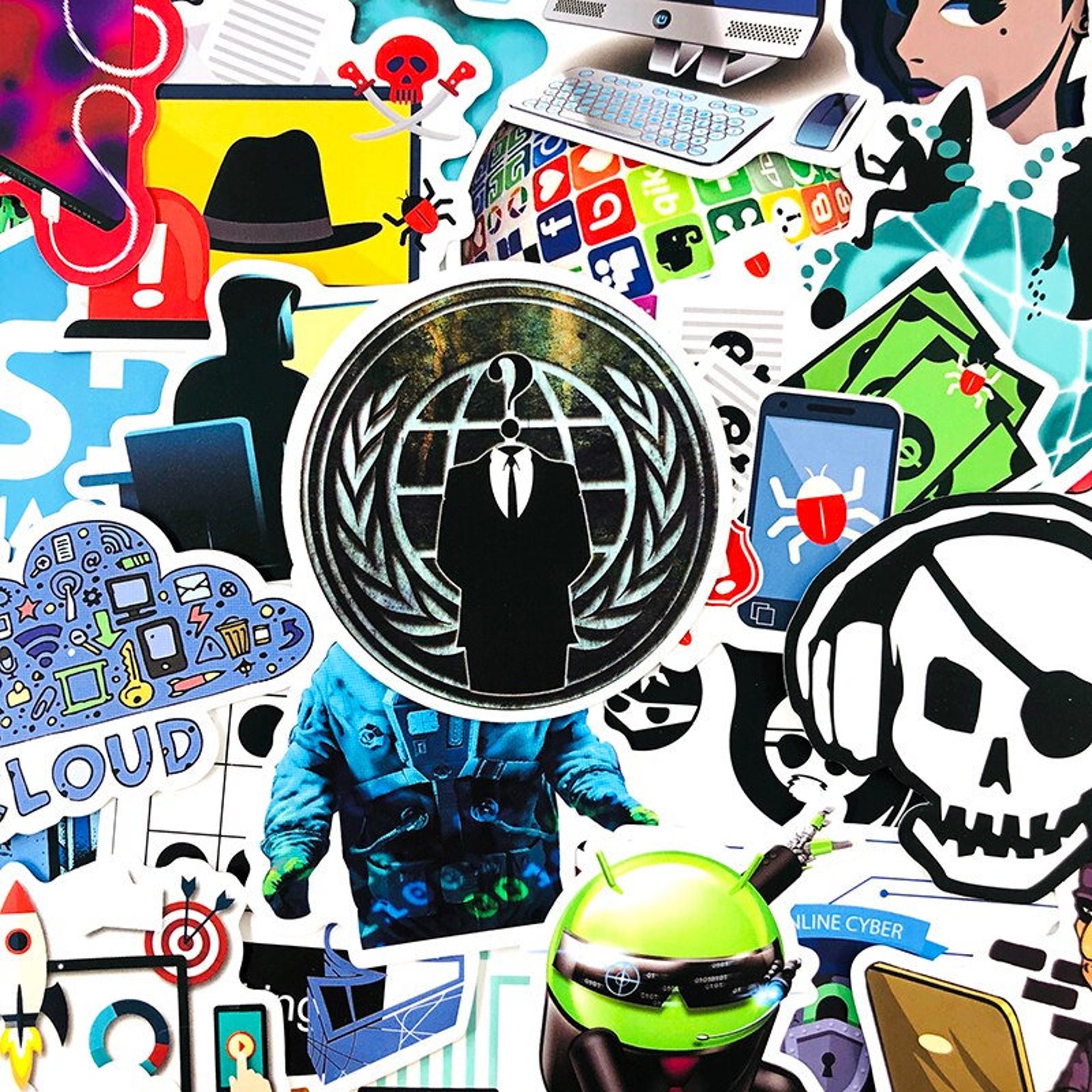 50pcs Computer Hacking Stickers Planner Stickers Laptop Etsy