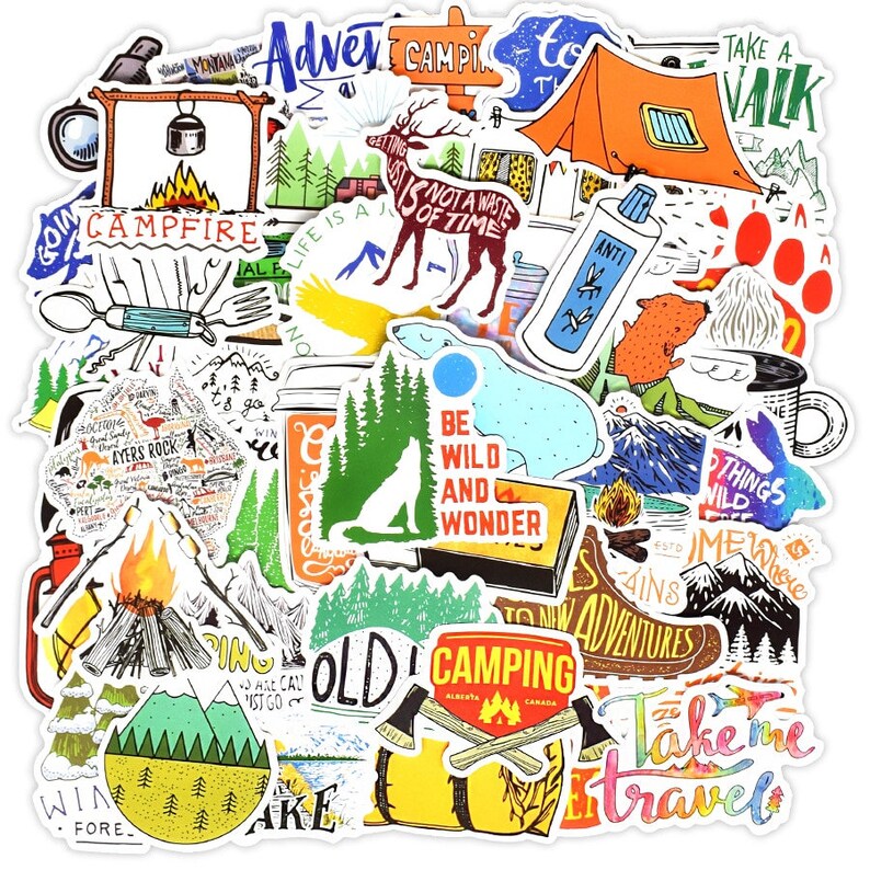50pcs Outdoor Sticker Camping Outdoor Stickers Fishing Etsy