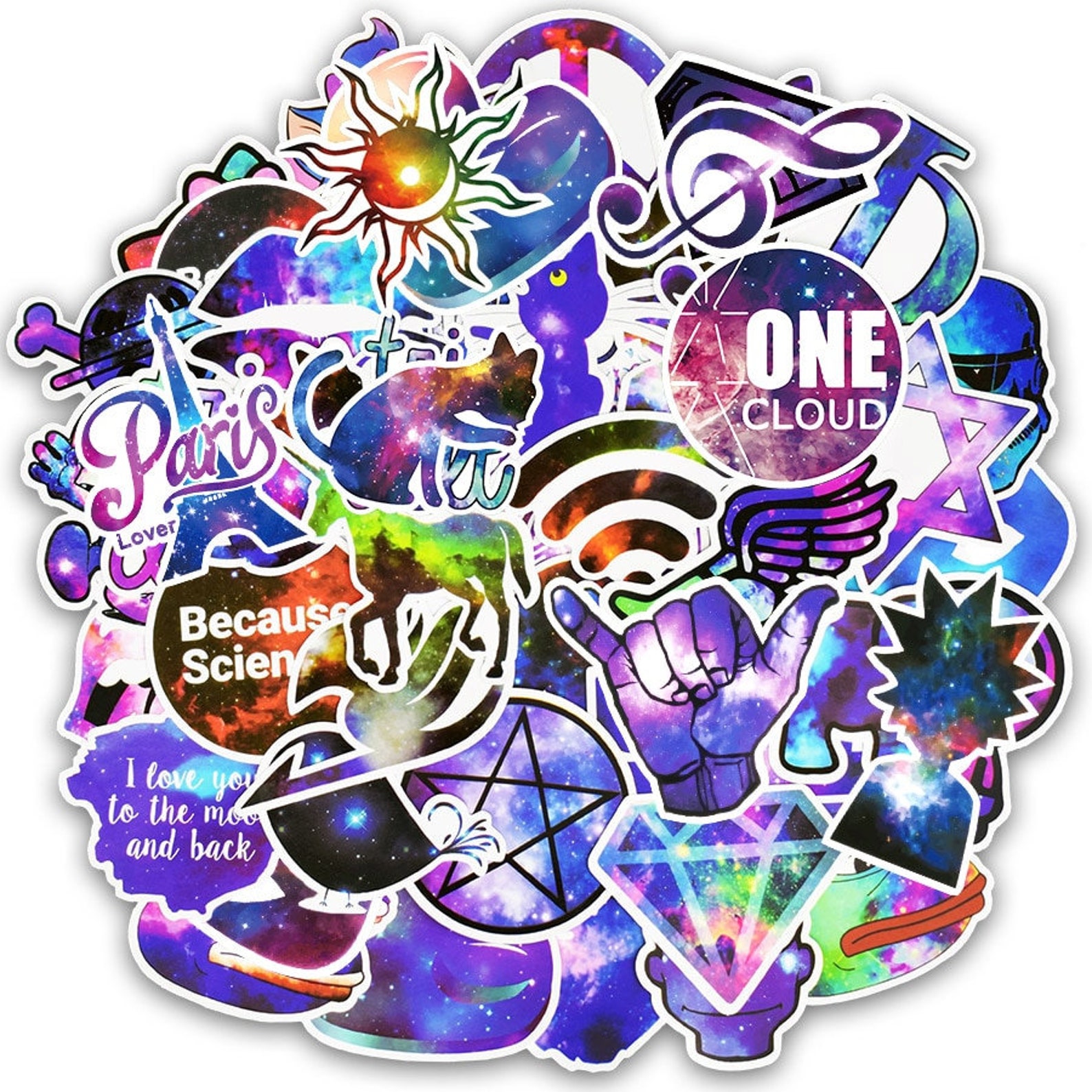 50pcs Super Cool Mixed Galaxy Stickers Pack Laptop Etsy