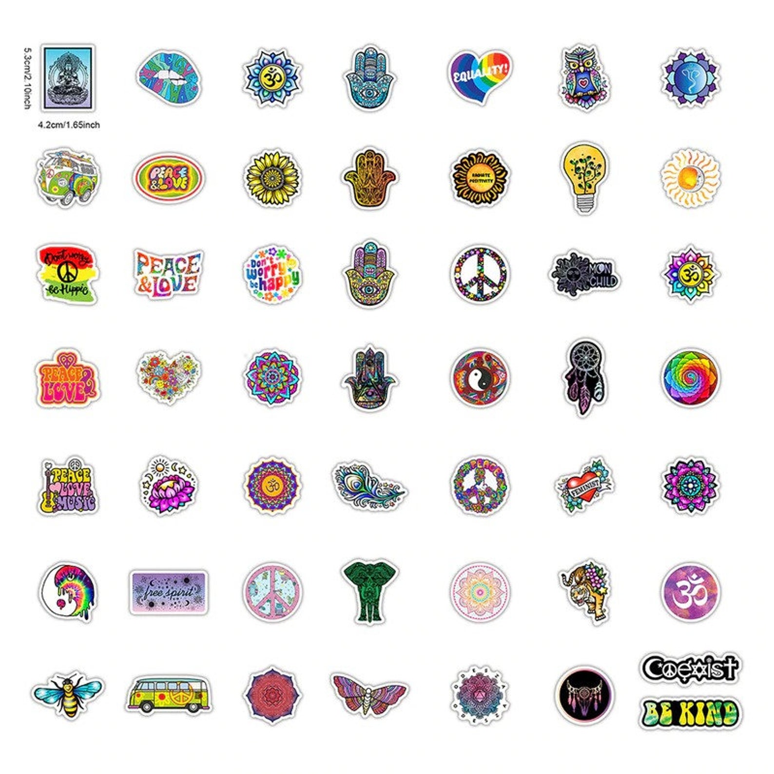 50pcs Retro Hippy Stickers Planner Stickers Laptop Etsy