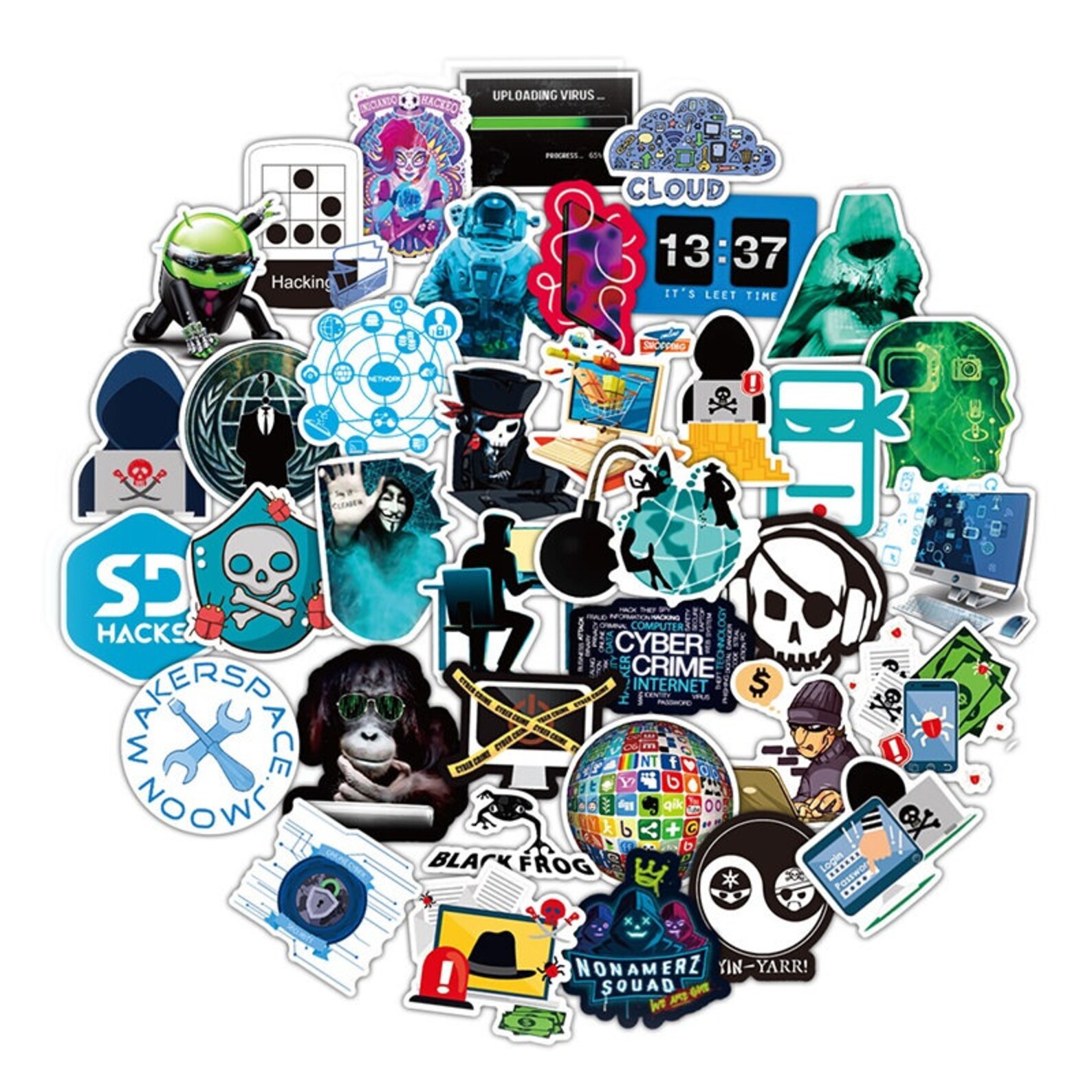 50pcs Computer Hacker Stickers Planner Stickers Laptop Etsy