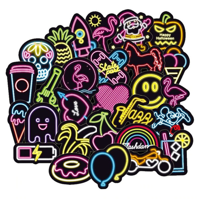 100pcs Mixed Neon Stickers Planner Stickers Laptop Etsy