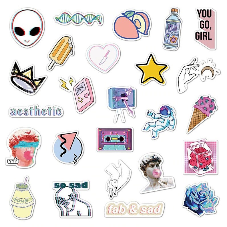 Custom Stickers Laptop Stickers Planner Stickers Purple Girls Stickers Sticker Pack Vinyl Stickers 50pcs Cool Mixed Stickers