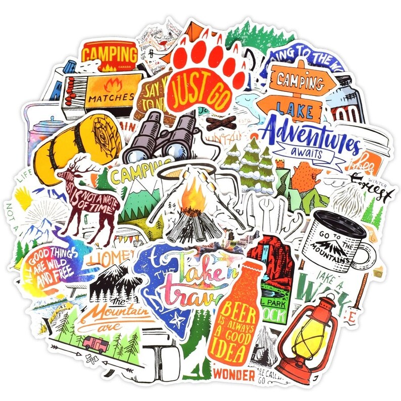 50pcs Outdoor Sticker Camping Outdoor Stickers Fishing Etsy