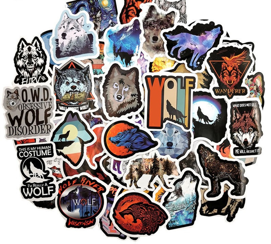 50pcs Spiritual Wolf Stickers Planner Stickers Laptop Etsy