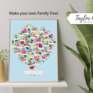 Personalisiertes Familienbaum Poster DIY Personalisierter Familienbaum Kunstdrucke mit 4 Generationen Familienbaum Kunst Ahnenkarte