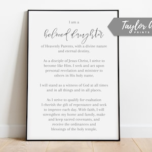 New Young Women&#39;s Theme Latter Day Saints Young Women LDS Family Print, Teenager Bedroom Print, Welcome Young Women Poster New Beginnings