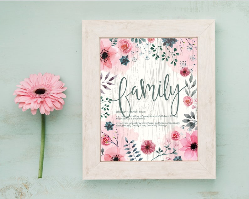 Home Definitions Family Farmhouse Print Watercolor Florals Etsy