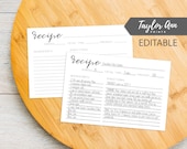 Editable Recipe Cards 4x6 Instant Download Classic Black & White DIY Recipe Cards Food Menu Recipe Card Template Meal Planning Baking Recipe