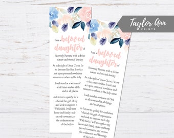 Young Women Theme Bookmarks 2020 New Young Women Theme Scripture Book Marks Come Follow Me Young Women Beloved Daughter of Heavenly Parents