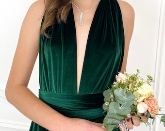 EMERALD GREEN Velvet Infinity Dress Bridesmaid Velvet Infinity Dress Bridesmaid Dress Made of Honour Dress Mother of the bride dress