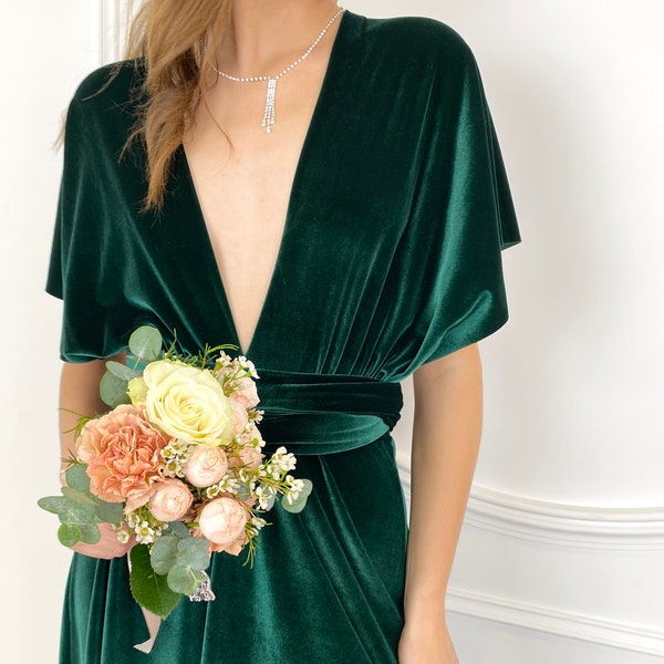 Forest Green Collar Colorful Print Dress