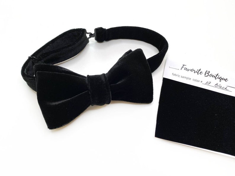 BLACK Velvet Selftie Bow Tie Mens Velvet Bow Tie Groomsmens Etsy