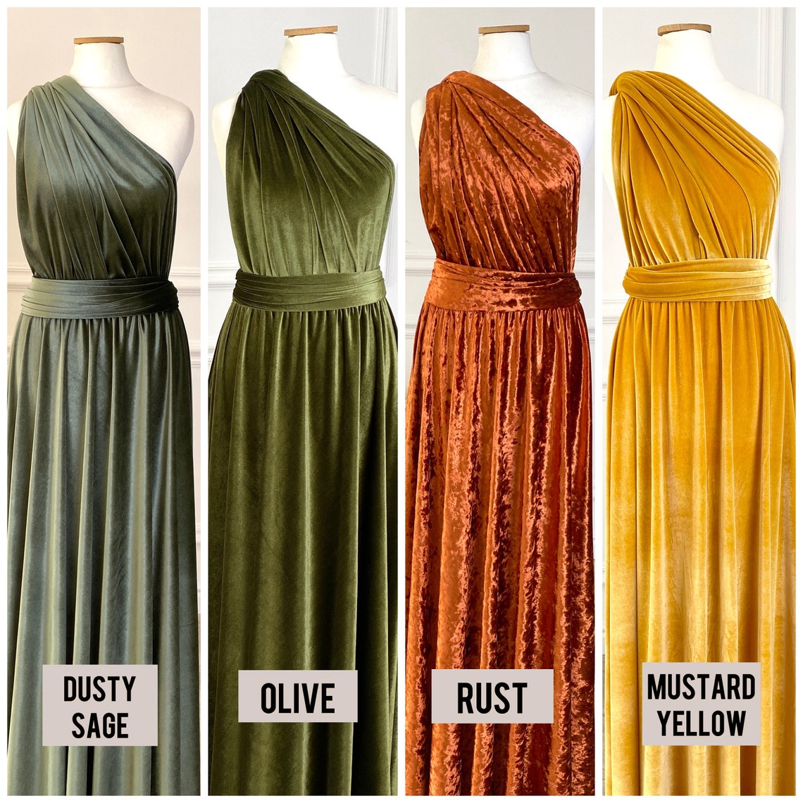 Mustard Yellow Velvet Infinity Dress Bridesmaid dress Velvet Etsy