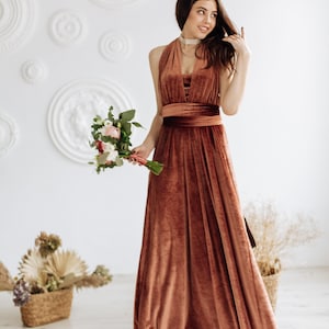 COPPER Velvet Infinity Dress Bridesmaid dress Velvet Dress Prom dress Mother of the bride Dress Maternity Dress