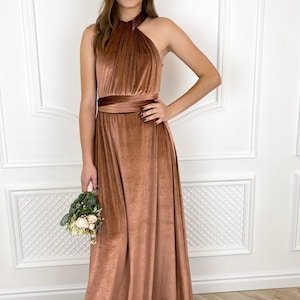 Copper Velvet Infinity Dress Versatile Bridesmaid, Prom, Maternity Dress Elegant Velvet Styling for Any Occasion
