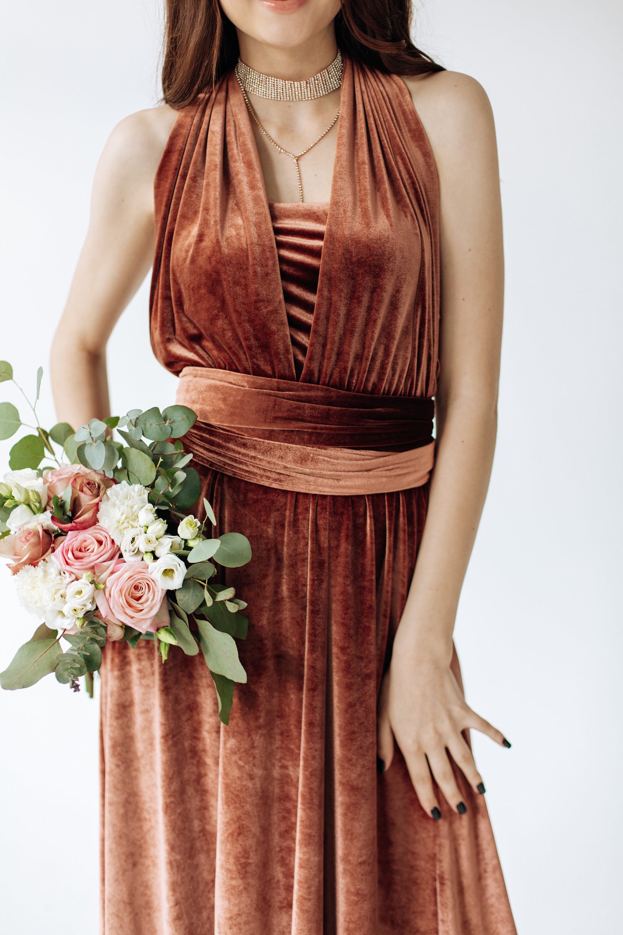 COPPER Velvet Infinity Dress Bridesmaid dress Velvet Dress Etsy