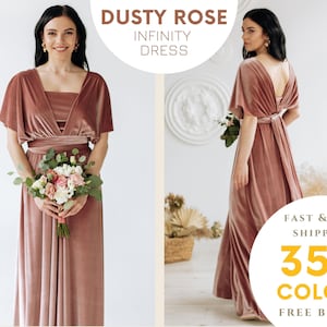 DUSTY ROSE Velvet Dress Bridesmaid Infinity Dress Velvet Bridesmaid Dress Velvet Long infinity Dress Wrap dress Party dress Evening dress