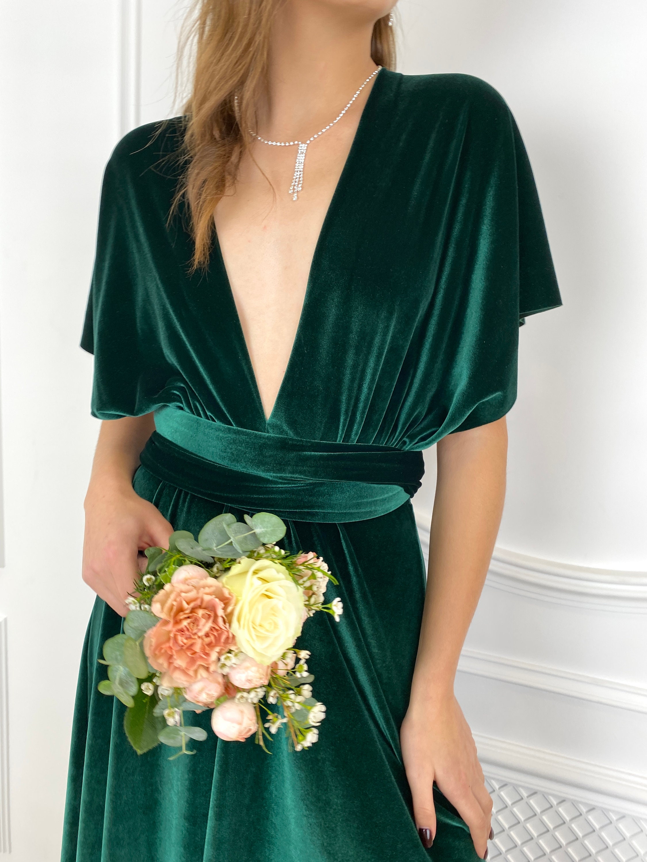 FOREST GREEN Velvet Infinity Dress Bridesmaid Dress Prom Dress - Etsy UK