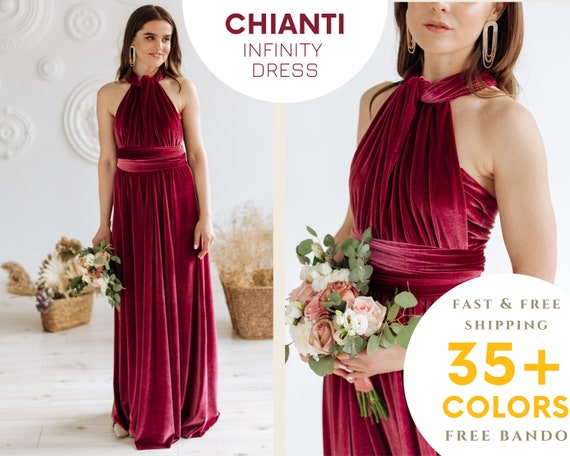 CHIANTI Velvet Dress Bridesmaid Infinity Dress Convertible Bridesmaid Dress Long Multiway Convertible Dress Wrap Dress Coctail Dress Etsy