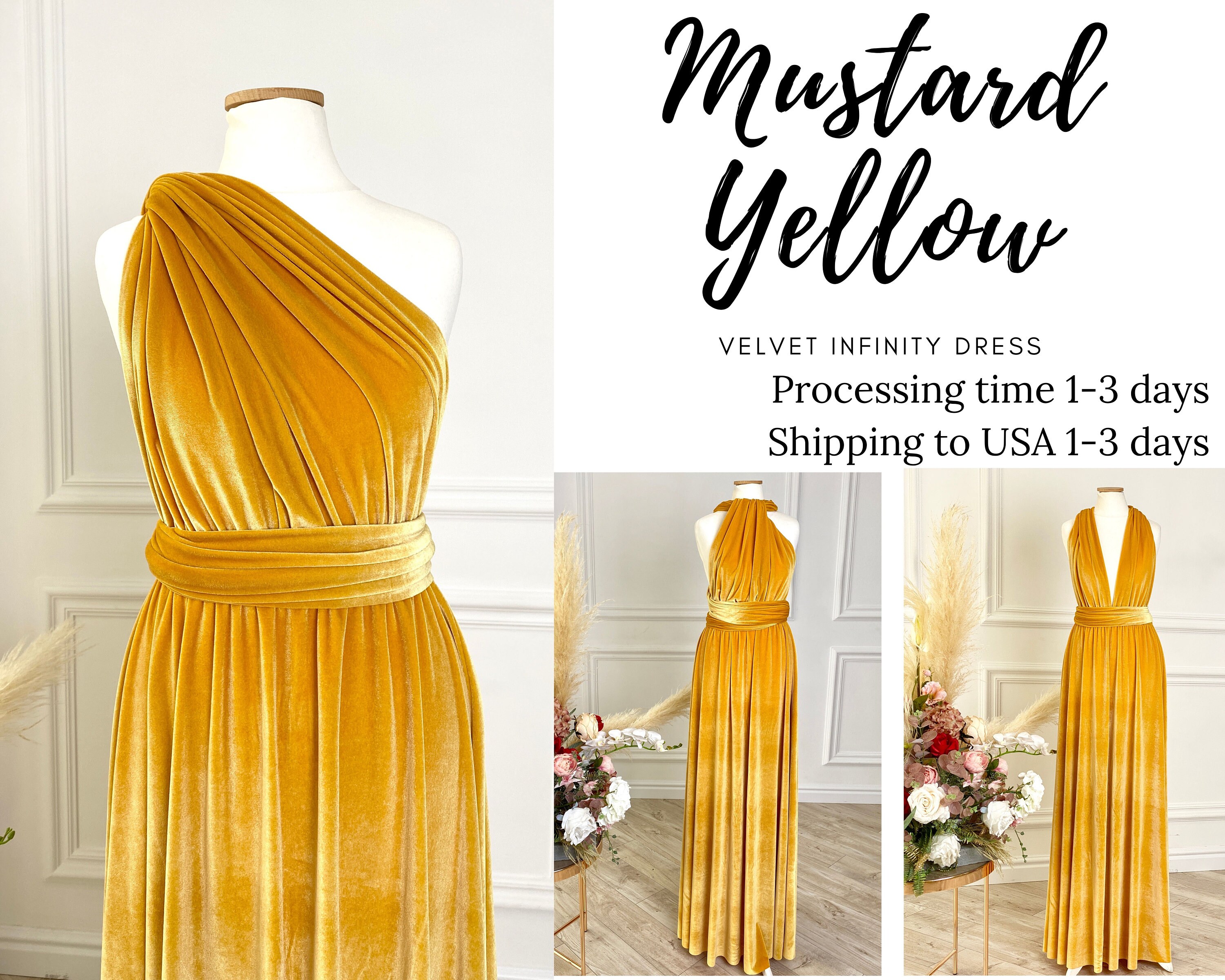 Mustard Yellow Velvet Infinity Dress ...