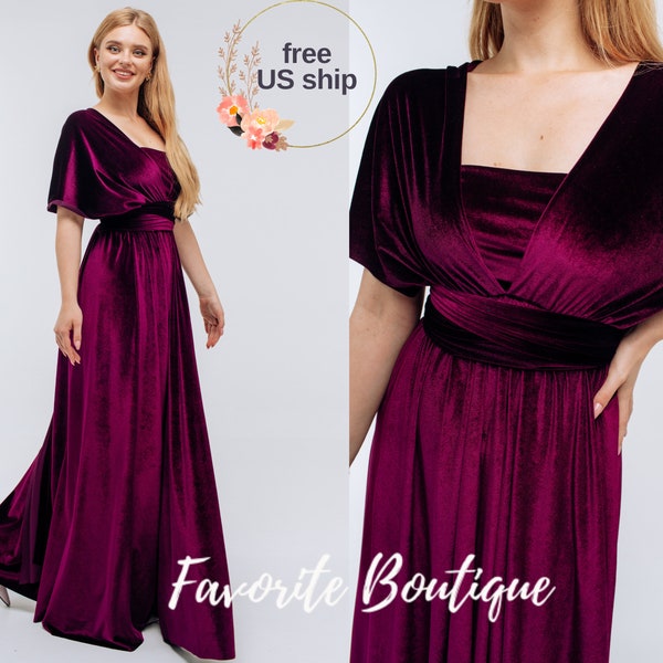 Wine Infinity Velvet Dress Bridesmaid Dress Flower Girl Dress Prom Dress Convertible Dress Wrap Dress Multiway Dress Maternity Dress