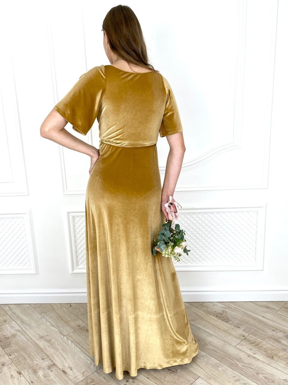 GOLD Velvet Bridesmaid Dress Mother of the Bride Velvet Prom - Etsy UK