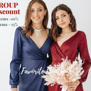 WINE Silk Satin Dress Long Sleeves Dress Mother of Honour Dress Custom Tailor Dress Silk Maxi Dress Wrap Dress Bridesmaid Dress Boho Gown
