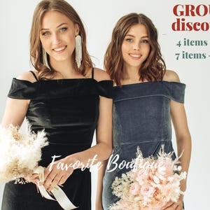 Black Velvet Off-Shoulder Bridesmaid Dress – Maxi Gown, Custom Plus Size Prom & Fall Winter Wedding Dress