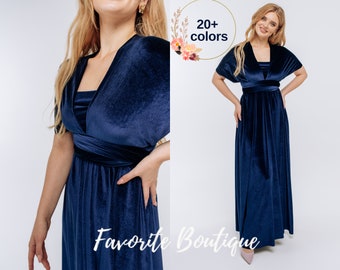 Navy Blue Infinity Velvet Dress Midnight Blue Bridesmaid Dress Dress Prom dress Convertible Dress Wrap Dress Multiway Dress Maternity Dress