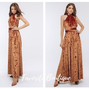 Rust Infinity Velvet Dress Brown Bridesmaid dress Flower Girl Dress Prom dress Convertible Dress Wrap Dress Multiway Dress Maternity Dress