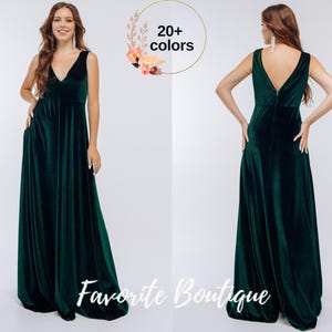 Forest Velvet Bridesmaid Dress Sleeveless Open Back Dress Deep V-neck Maxi Bridesmaid Gown Custom Tailoring Prom Wedding Dress Plus Size