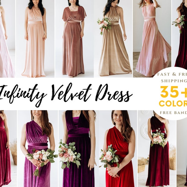 Infinity Velvet Dress Bridesmaid dress Flower Girl Infinity Dress Prom dress Convertible Dress Wrap Dress Multiway Dress Mother of the bride