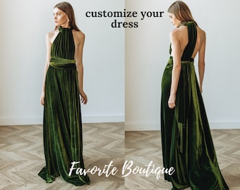 Olive Infinity Velvet Dress Bridesmaid Dress Flower Girl Dress Prom Convertible Dress Wrap Dress Multiway Dress Maternity Dress