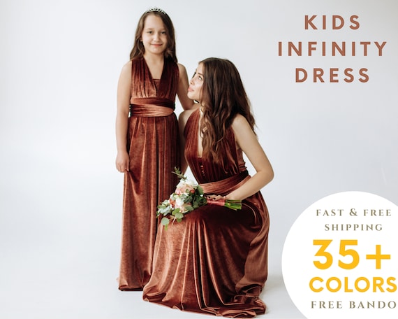 Robe de velours pour enfants Flower Girl Infinity Robe de