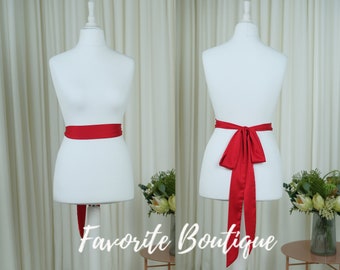 Red Silk Belt Bridesmaids Belt Flower girl Sash Belt Flower Girl Wedding Dress Bridal Belt Evening Dress Double Faced Sash for Dress