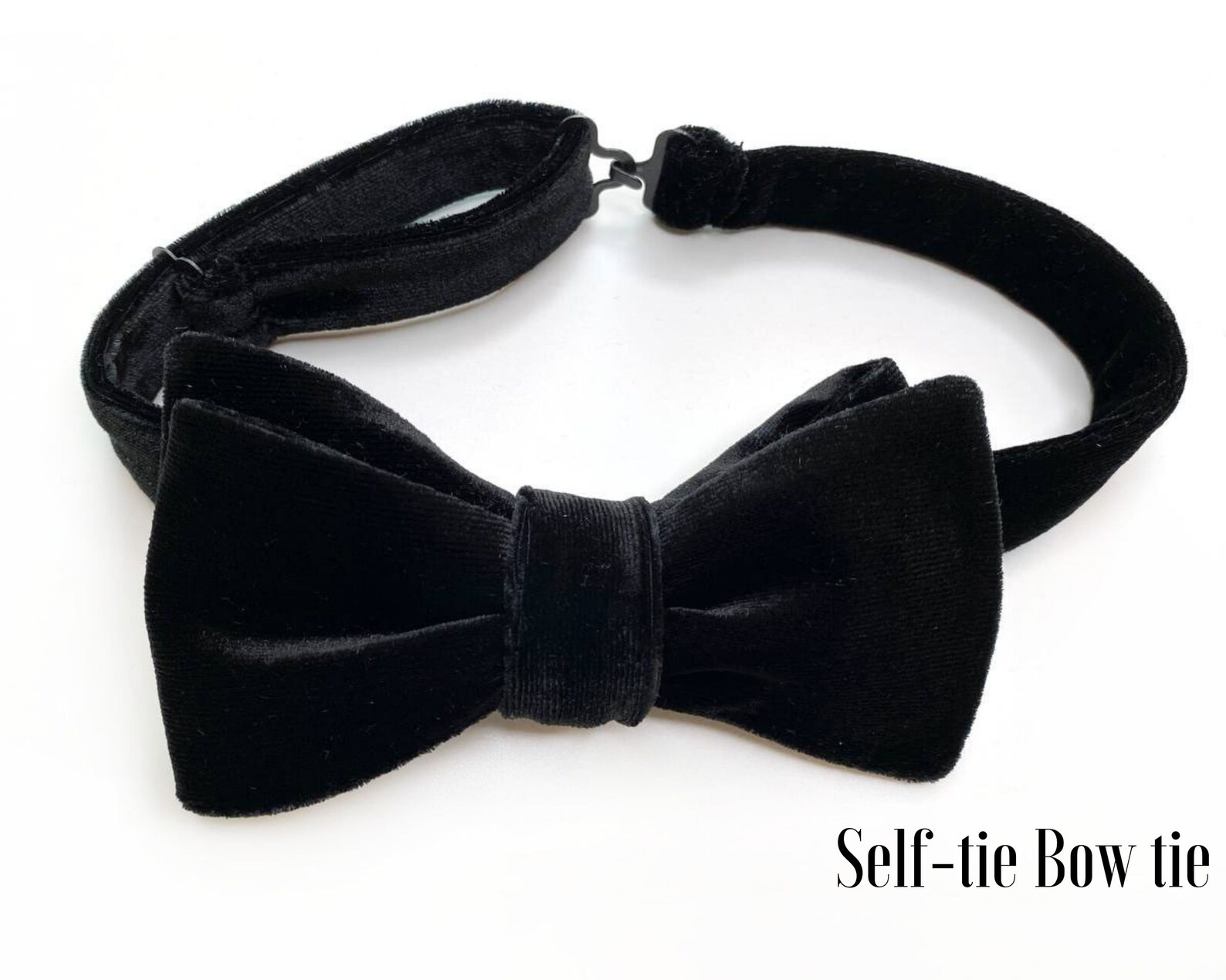 BLACK Velvet Selftie Bow Tie Mens Velvet Bow Tie Groomsmens Etsy