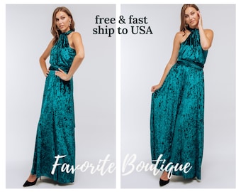 Teal Infinity Velvet Dress Bridesmaid dress Flower Girl Dress Prom dress Convertible Dress Wrap Dress Multiway Dress Maternity Dress