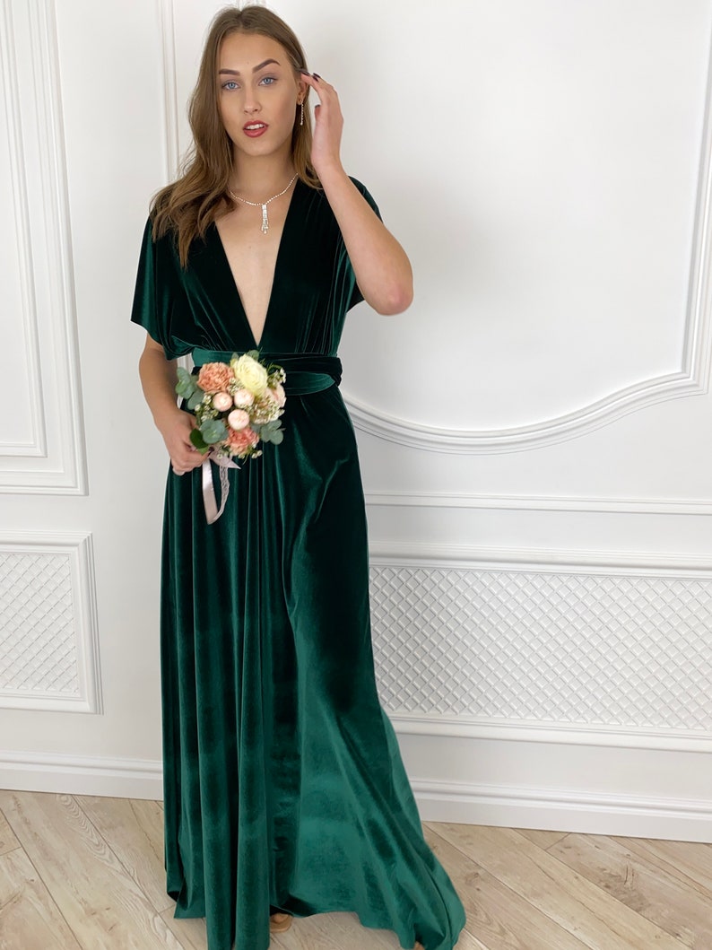 FOREST GREEN Velvet Infinity Dress Bridesmaid dress Prom dress image 2