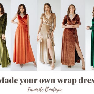 CUSTOM WRAP Velvet Dress Collect you own dress Tailoring dress according to your measurements Bridesmaid Dresses Prom Dress Wedding dress